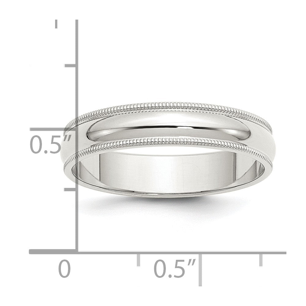 Sterling Silver 5mm Half Round Milgrain Size 5.5 Band