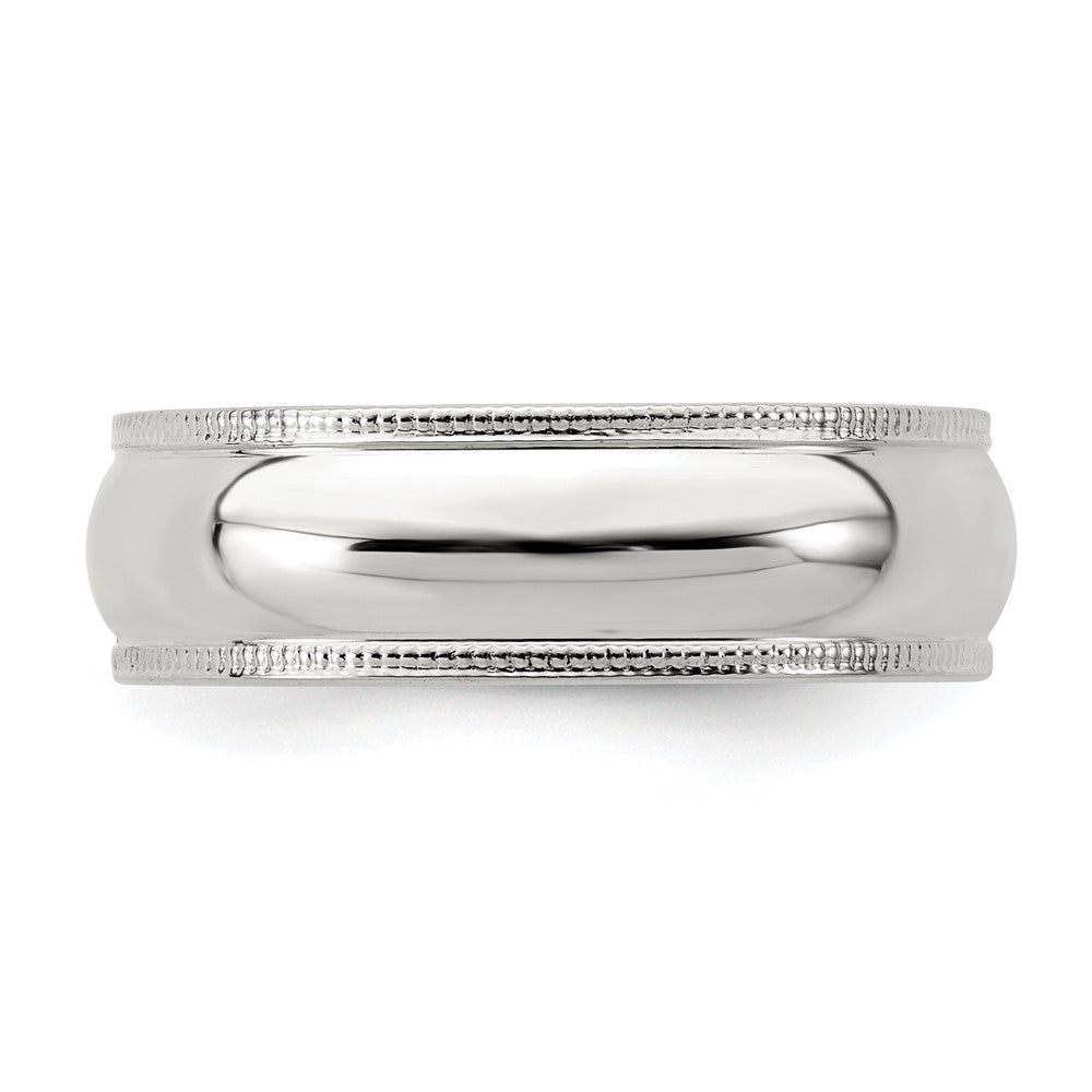 Sterling Silver 6mm Half Round Milgrain Size 11.5 Band