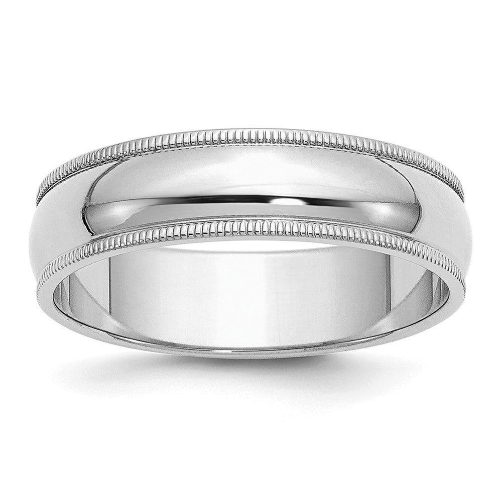 Sterling Silver Rhodium-plated 6mm Half Round Milgrain Size 12.5 Band