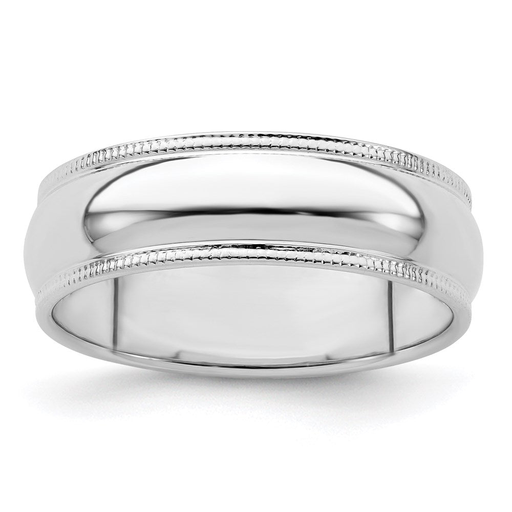 Sterling Silver 6mm Half Round Milgrain Size 7.5 Band