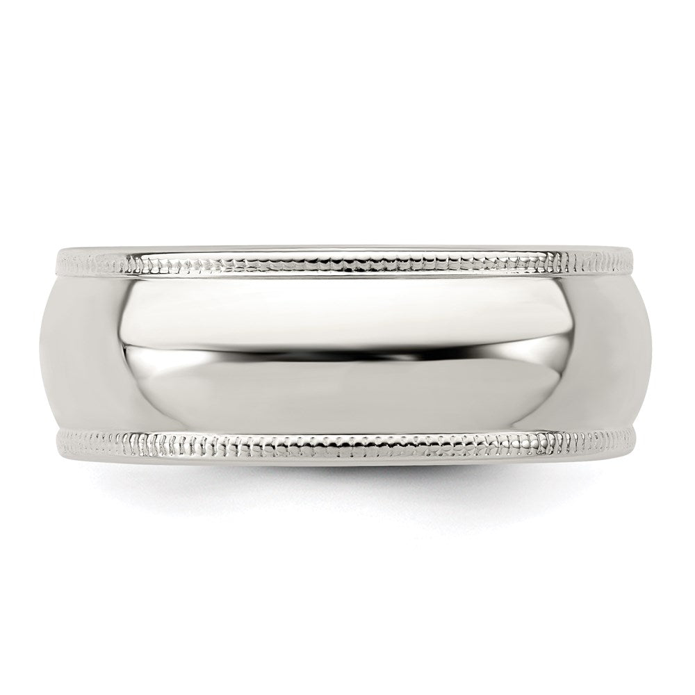 Sterling Silver 7mm Half Round Milgrain Size 4.5 Band