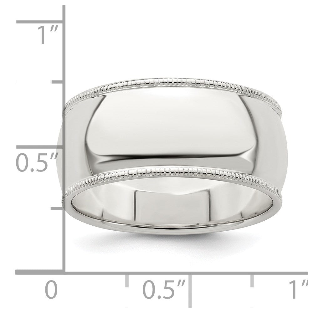 Sterling Silver 9mm Half Round Milgrain Size 9.5 Band
