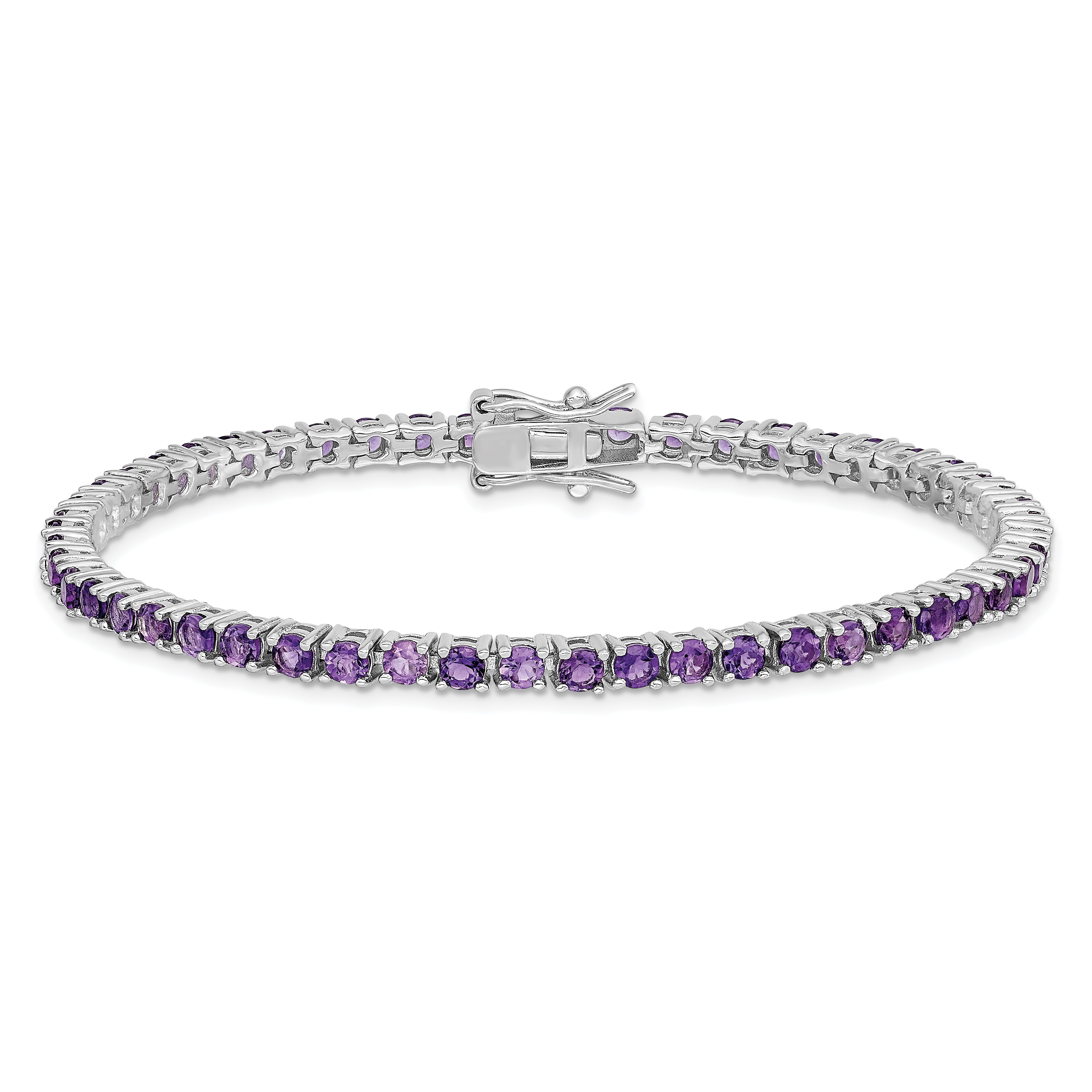 Sterling Silver Rhodium-plated Amethyst Bracelet