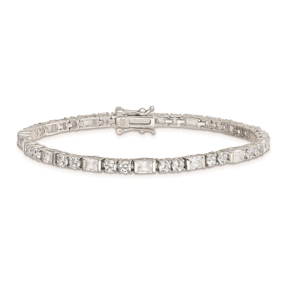 Sterling Silver Rhodium-plated CZ Tennis Bracelet