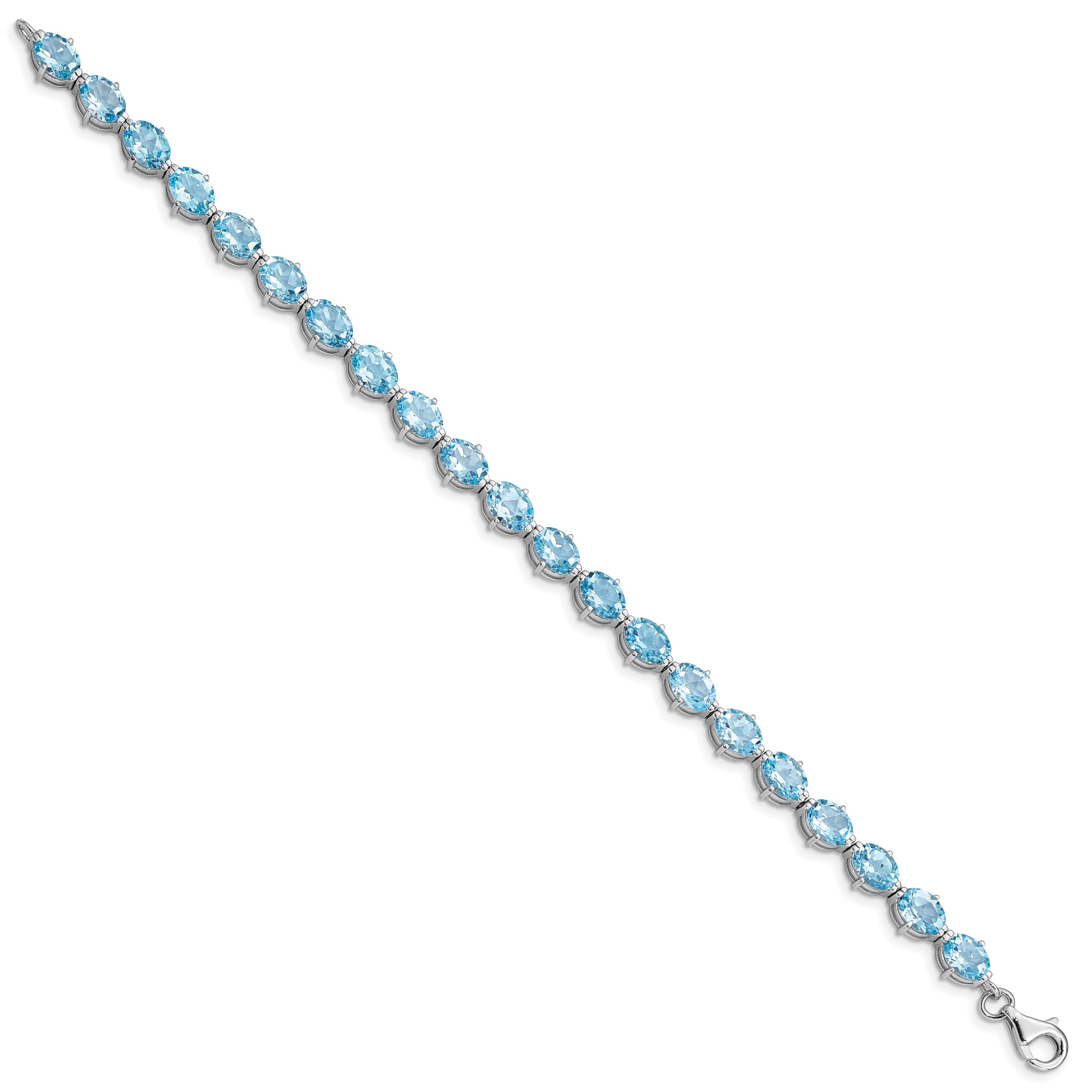 Sterling Silver Rhodium-plated Swiss Blue Topaz Bracelet