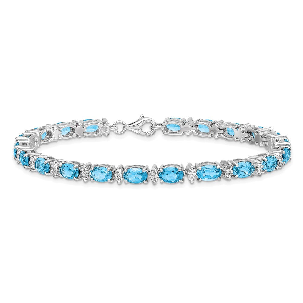 Sterling Silver Rhodium-plated Sky BT & White Topaz Bracelet