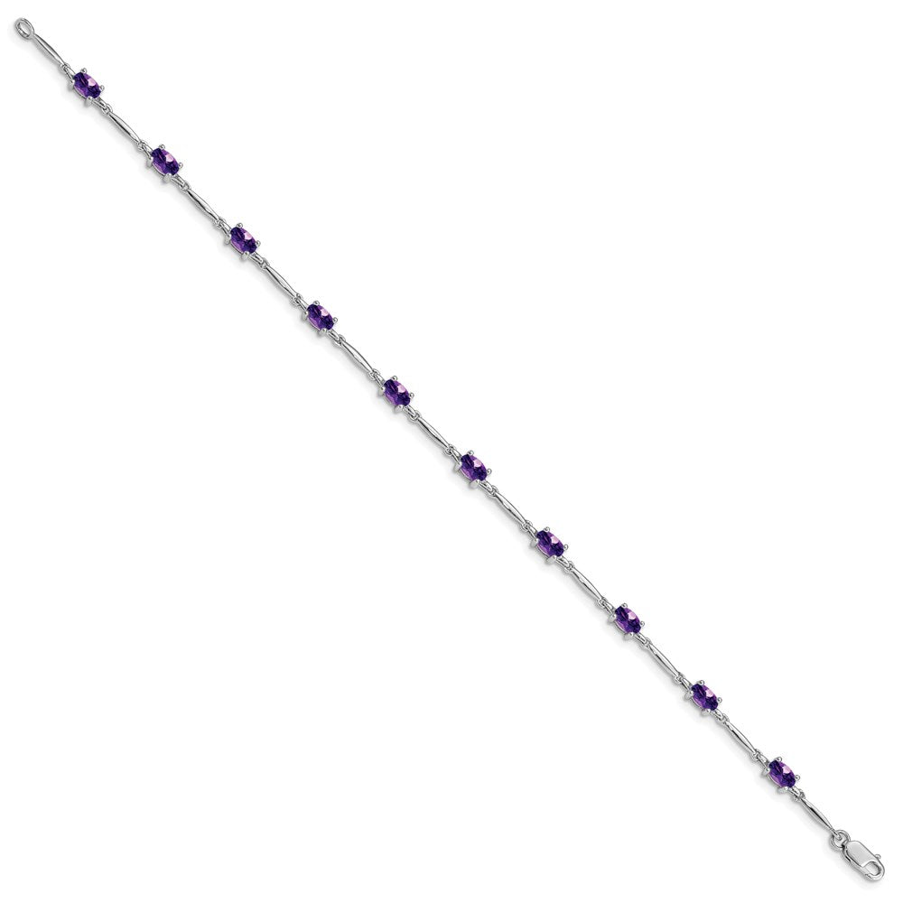 Sterling Silver Rhodium-plated Amethyst Bracelet