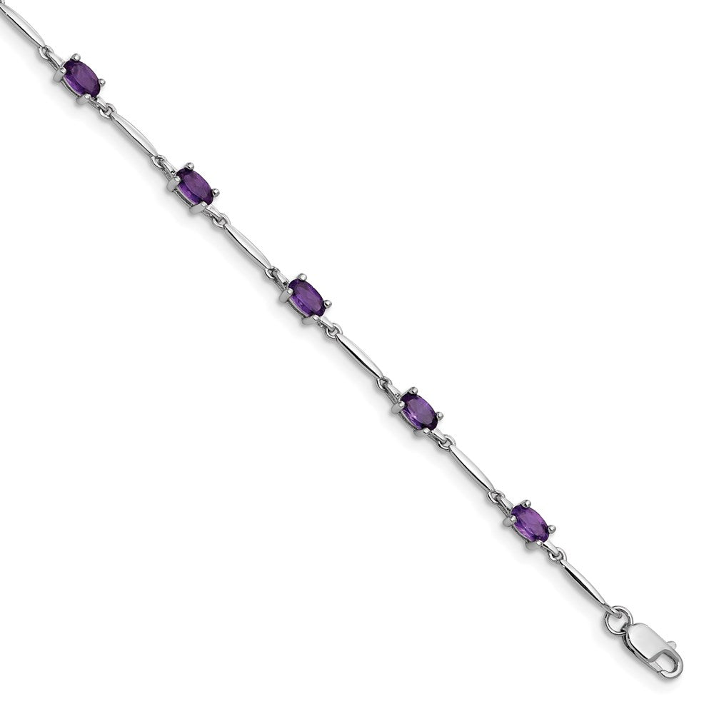 Sterling Silver Rhodium-plated Amethyst Bracelet