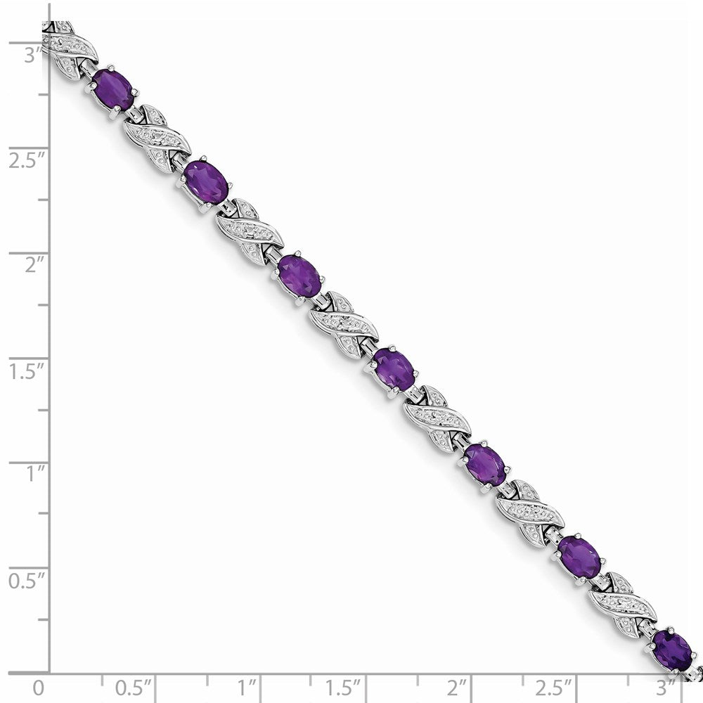 Sterling Silver Rhodium-plated Amethyst Bracelet