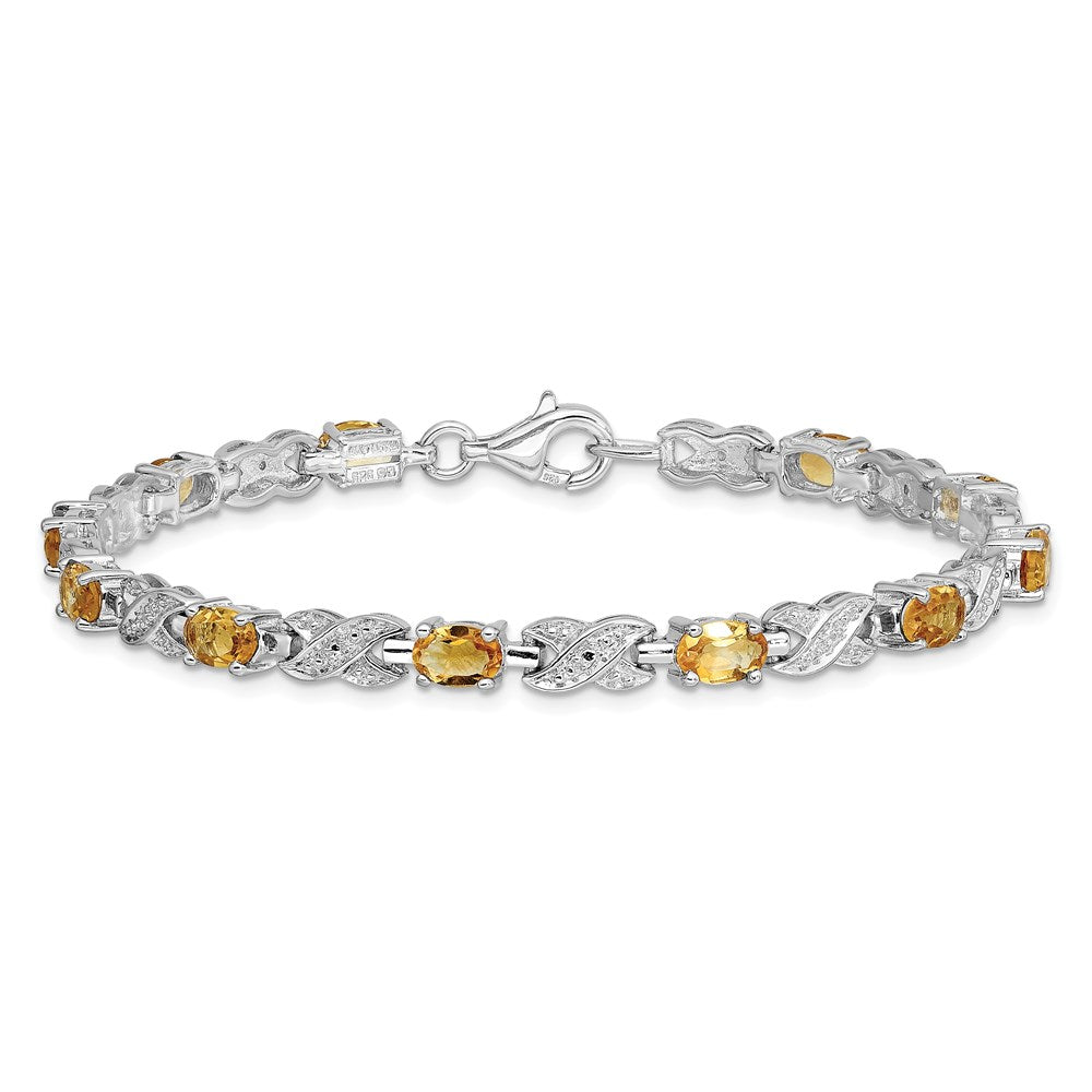 Sterling Silver Rhodium-plated Citrine Bracelet