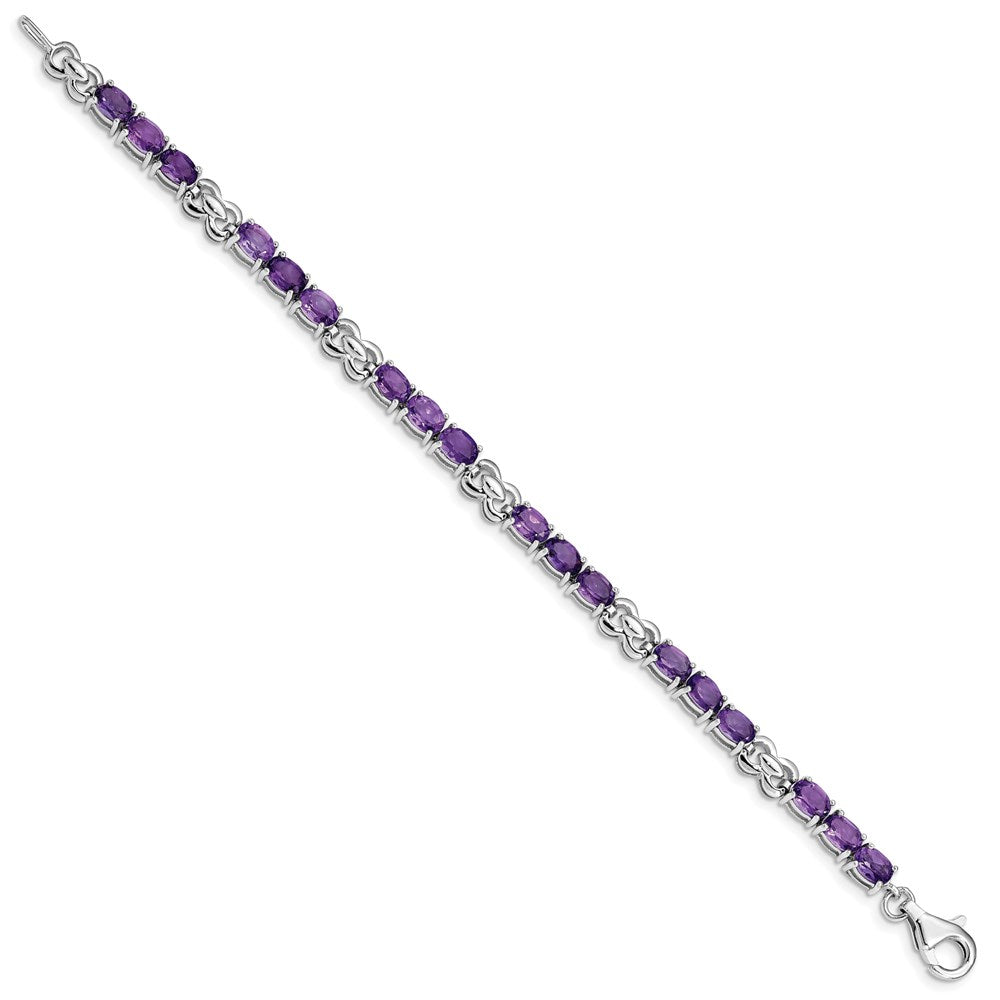 Sterling Silver Rhodium-plated Amethyst Bracelet