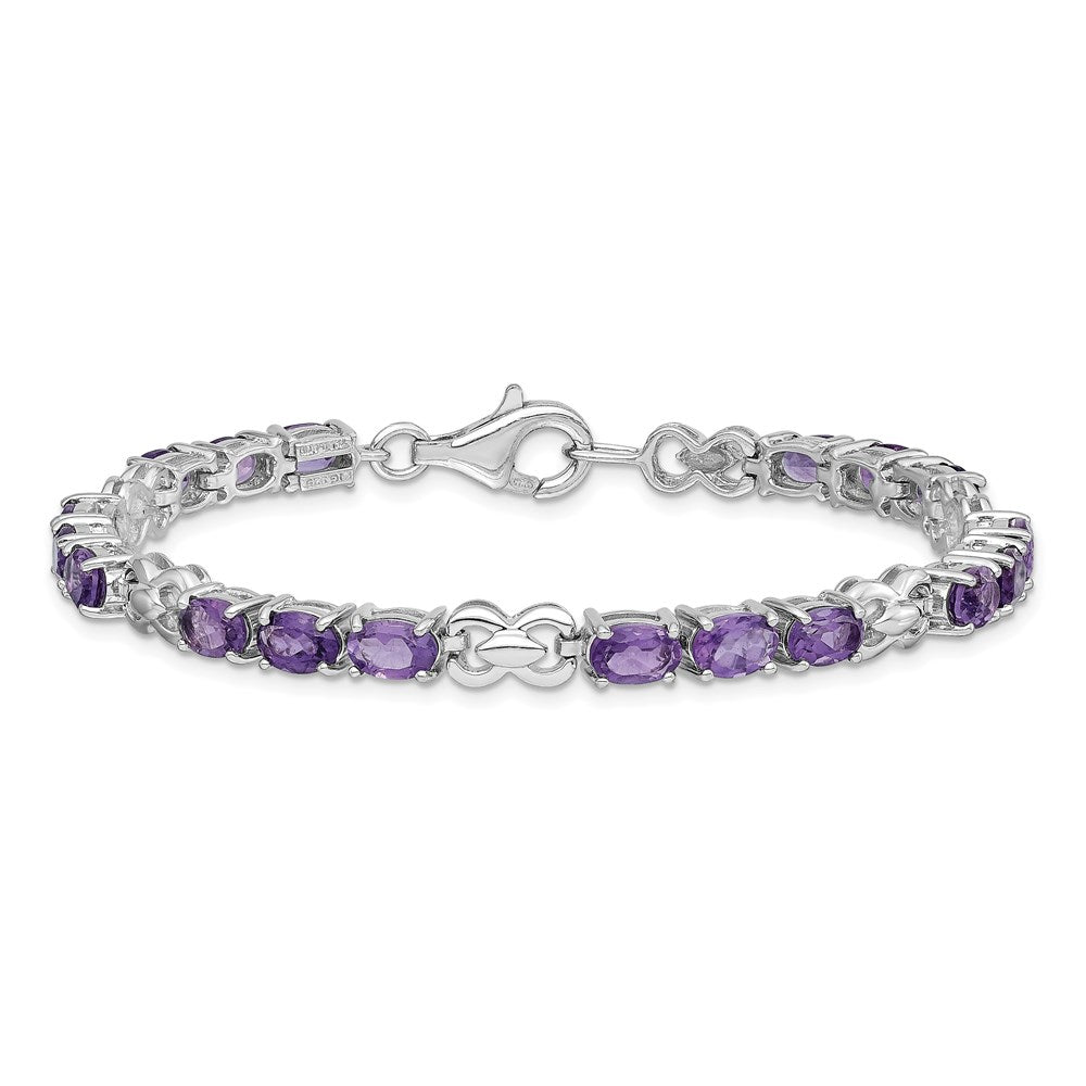 Sterling Silver Rhodium-plated Amethyst Bracelet