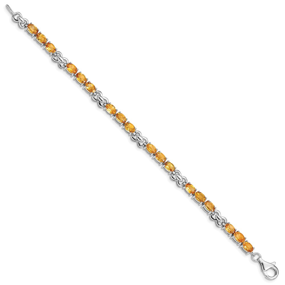Sterling Silver Rhodium-plated Citrine Bracelet
