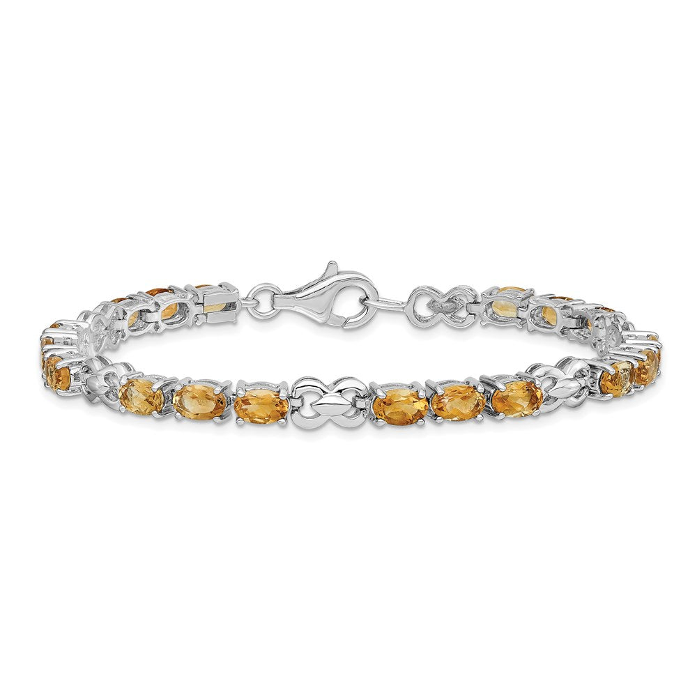 Sterling Silver Rhodium-plated Citrine Bracelet