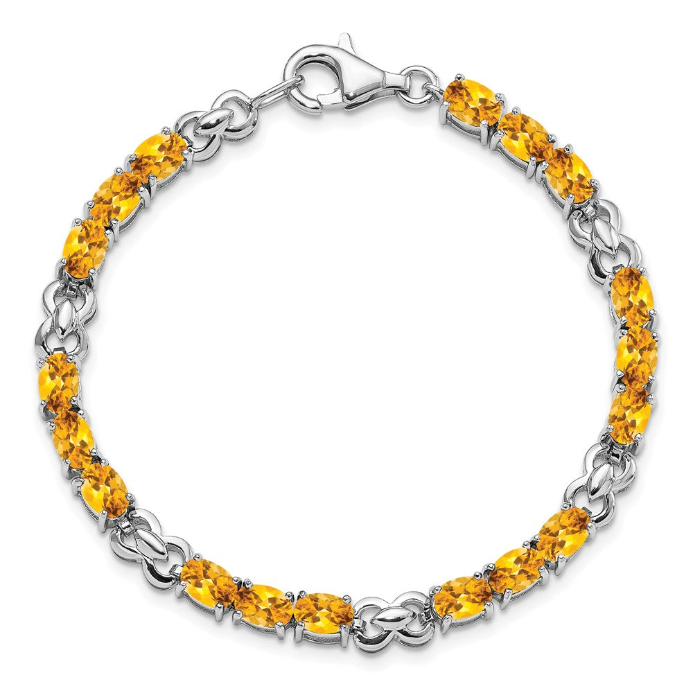 Sterling Silver Rhodium-plated Citrine Bracelet