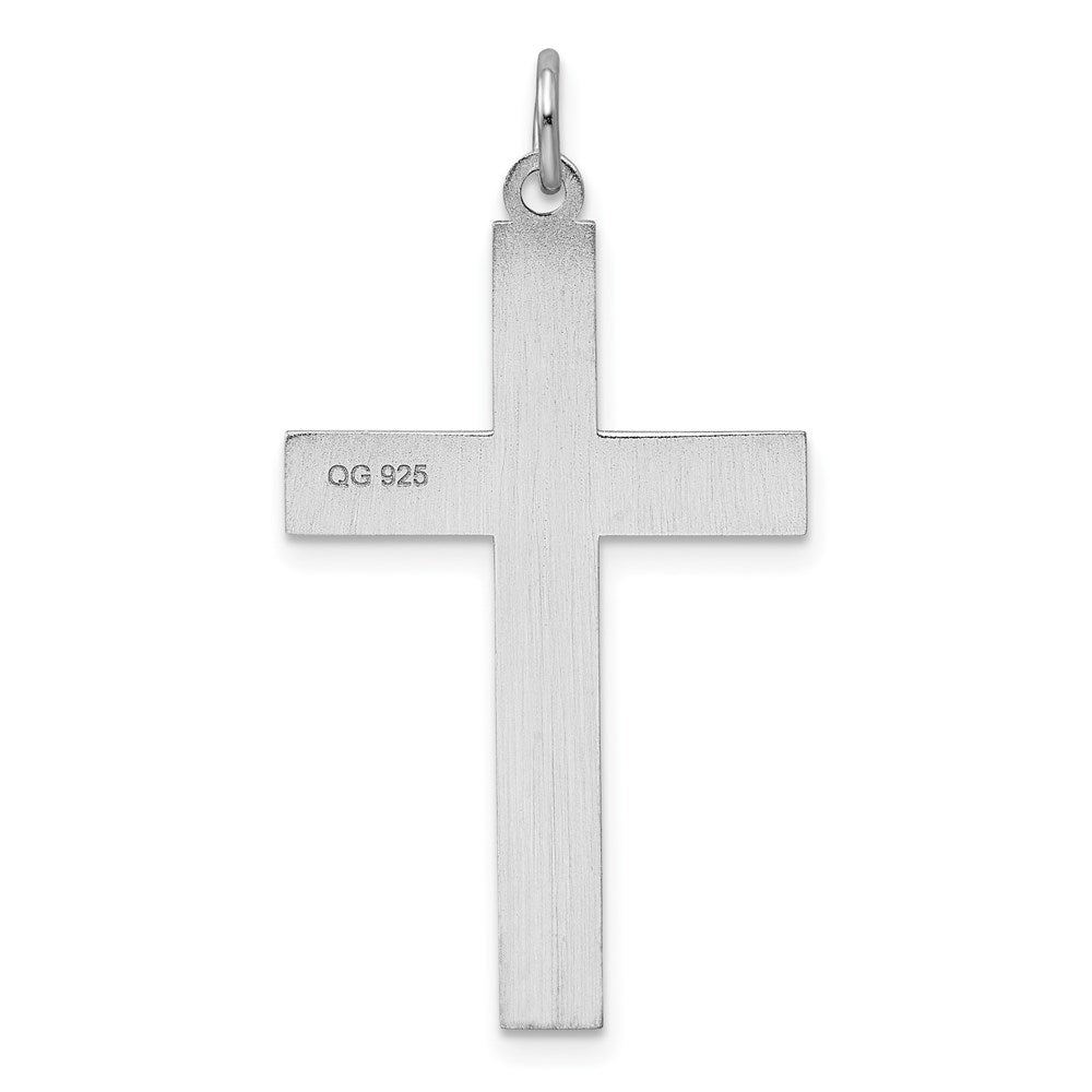 Sterling Silver Rhodium-plated Laser Designed Cross Pendant