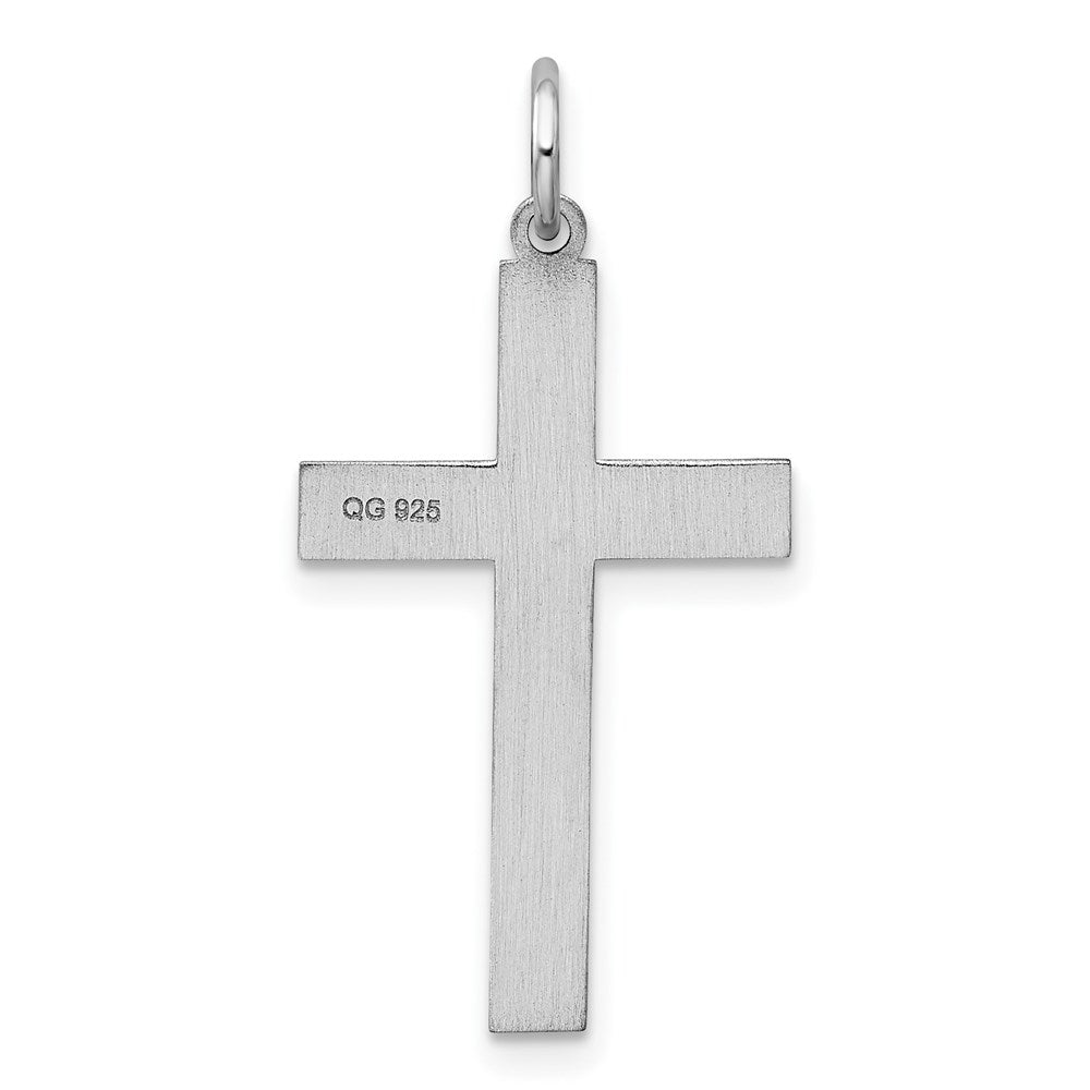 Sterling Silver Rhodium-plated Laser Designed Cross Pendant