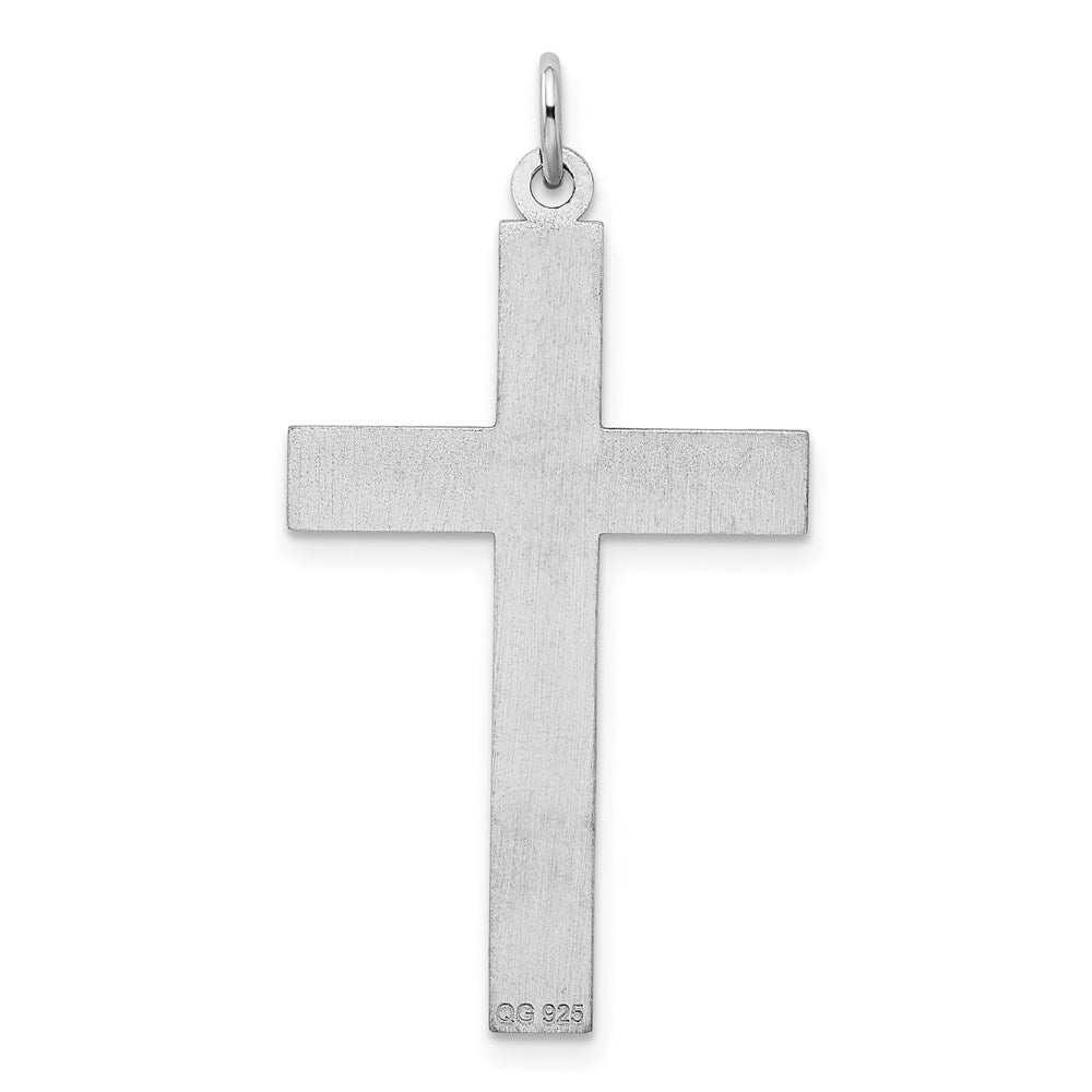 Sterling Silver Rhodium-plated Laser Designed Cross Pendant