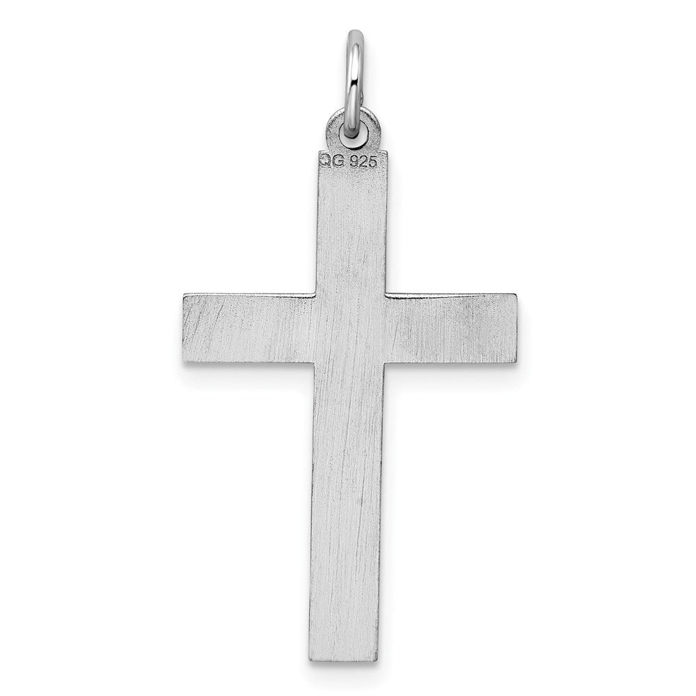 Sterling Silver Rhodium-plated Laser Designed Cross Pendant