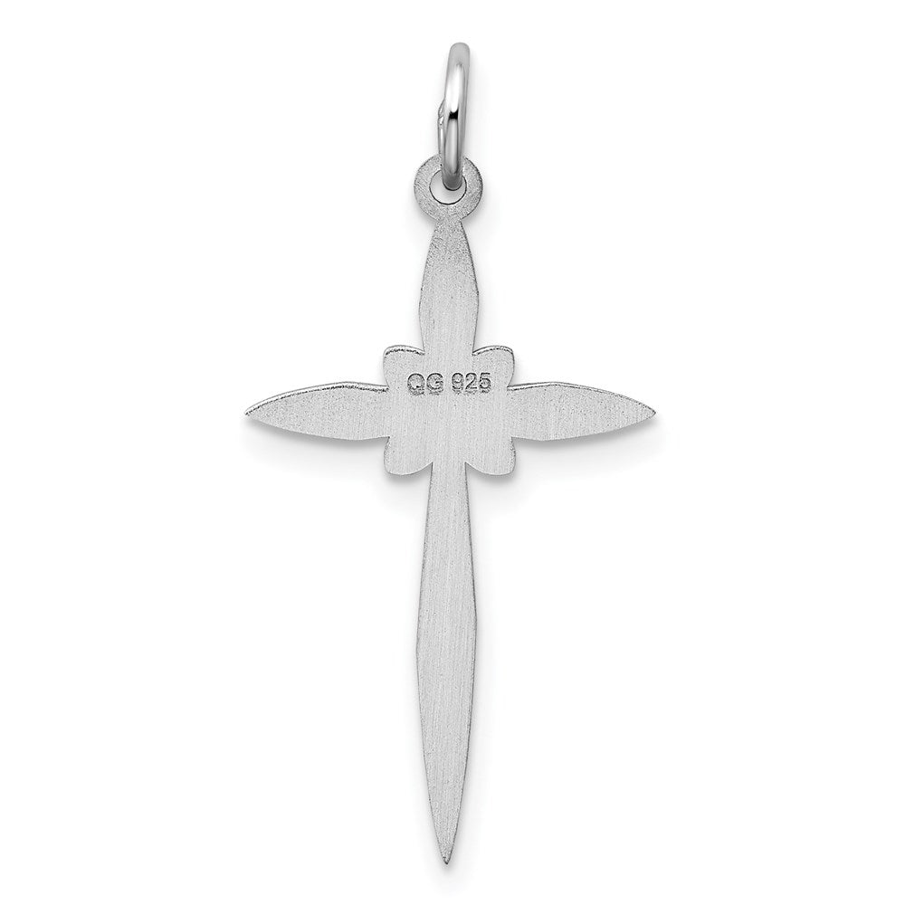 Sterling Silver Rhodium-plated Laser Designed Cross Pendant