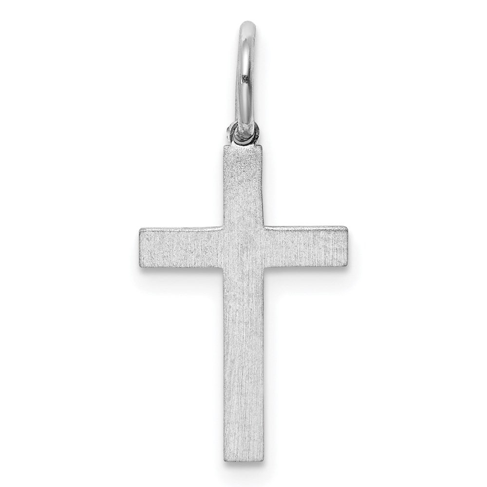 Sterling Silver Rhodium-plated Laser Designed Cross Charm