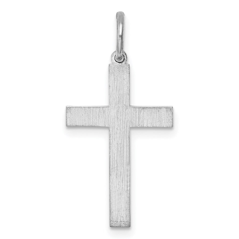 Sterling Silver Rhodium-plated Laser Designed Cross Pendant