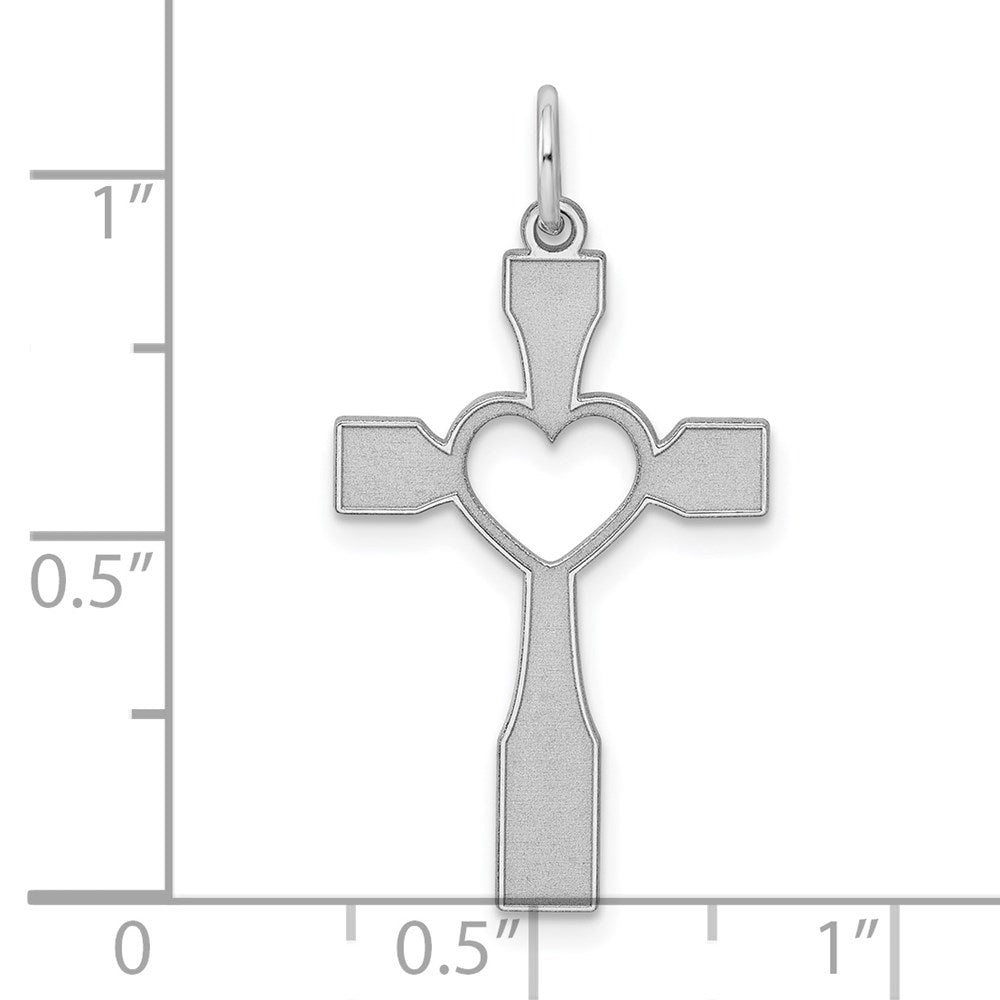 Sterling Silver Rhodium-plated Laser Designed Cross Pendant