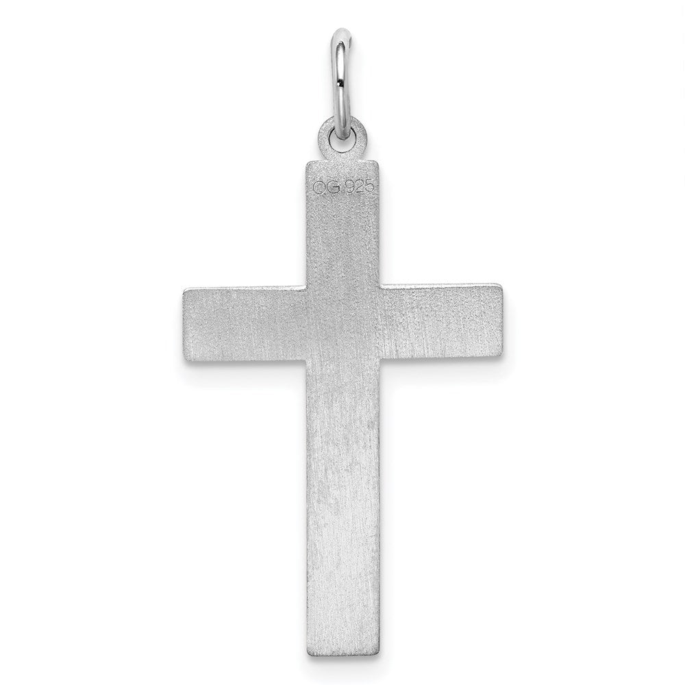 Sterling Silver Rhodium-plated Laser Designed Cross Pendant