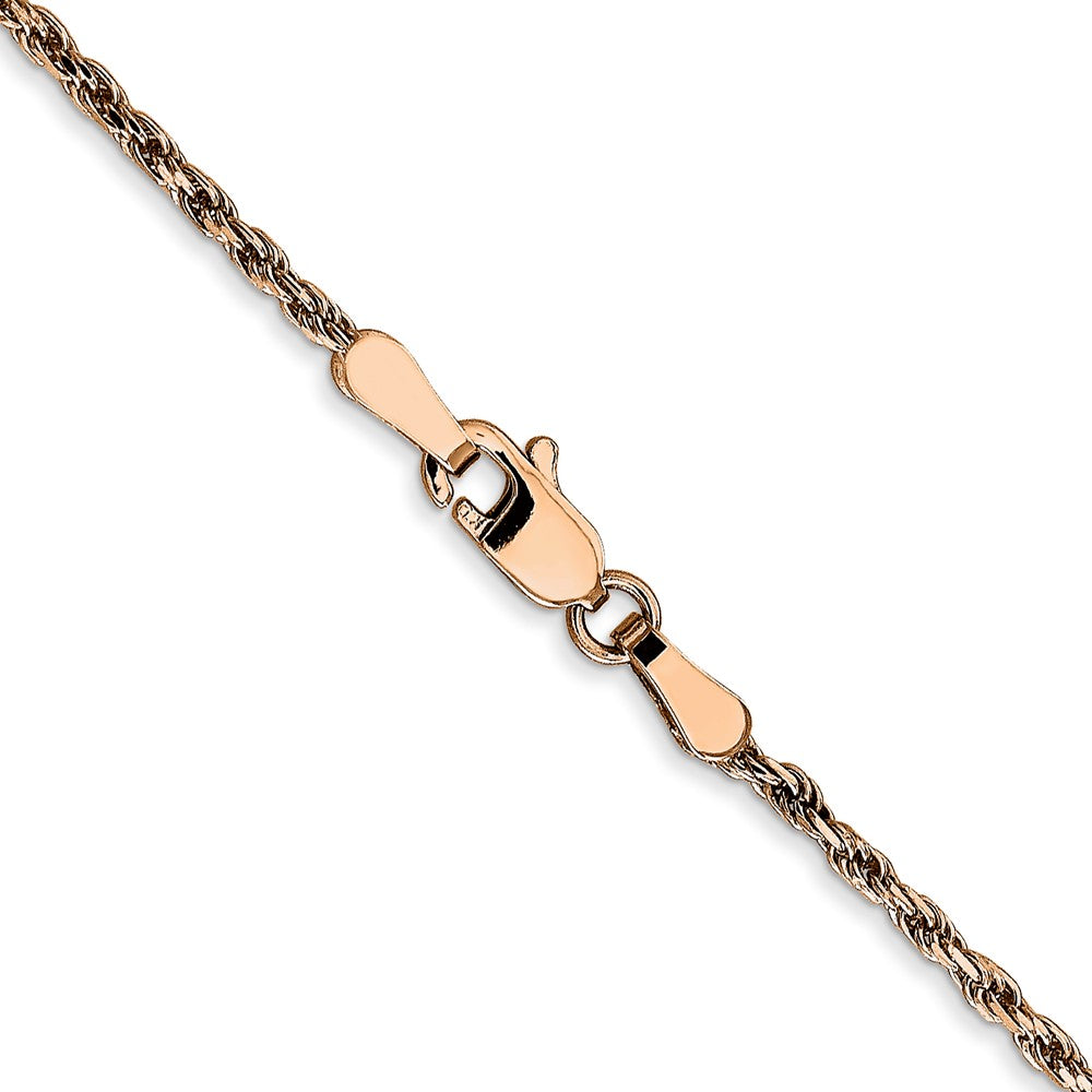 14K Rose Gold 30 inch 1.8mm Diamond-cut Man Made Rope with Lobster Clasp Chain