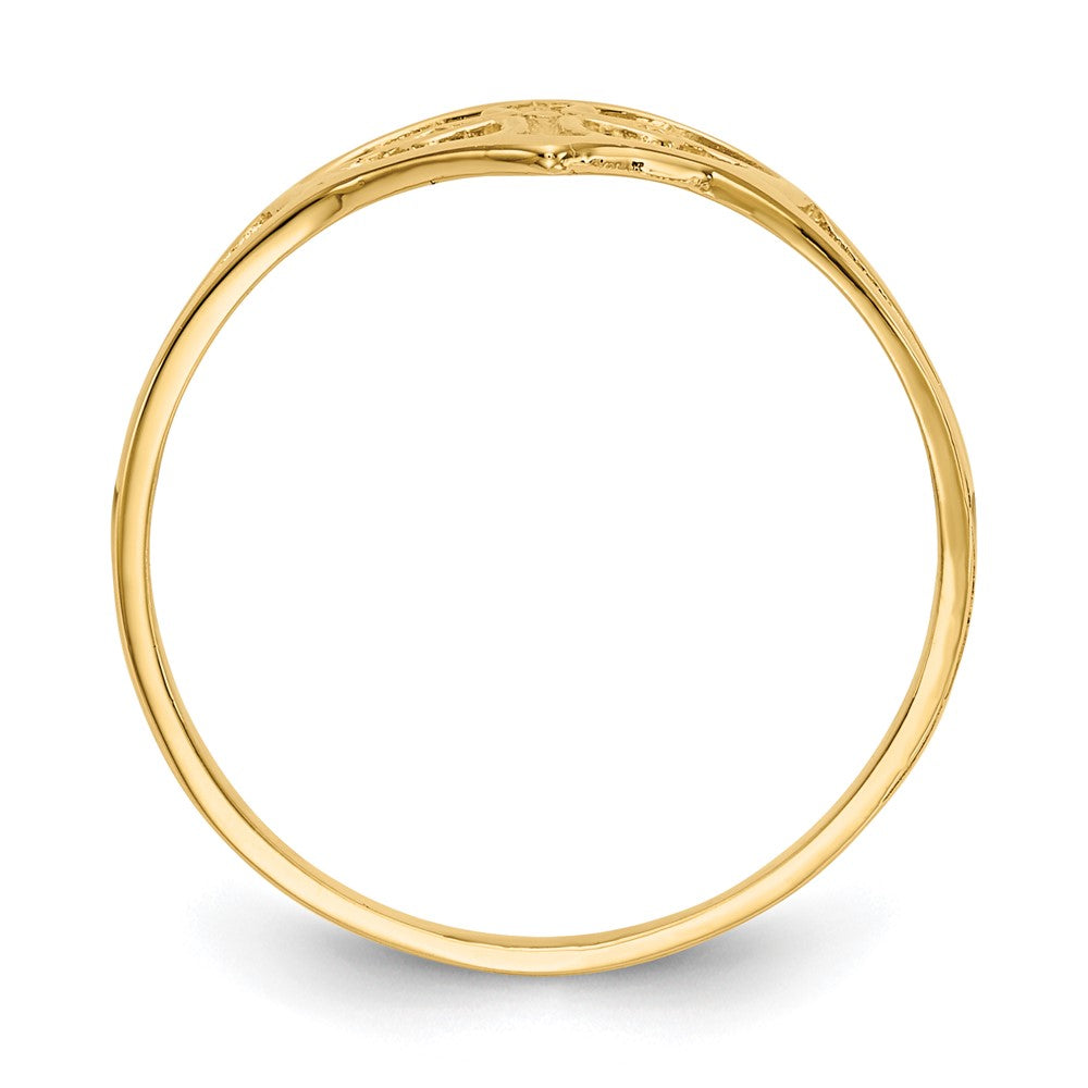 14k Cross in Heart Ring