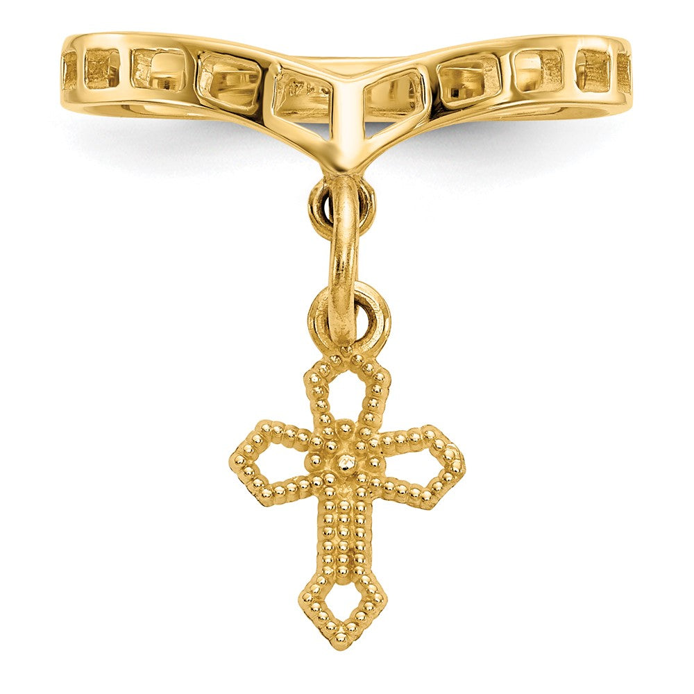 14k Polished Cross Dangle Charm Ring