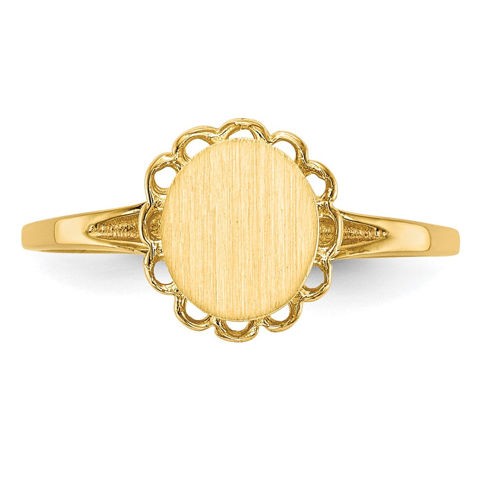14k 7.5x6.5mm Open Back Signet Ring