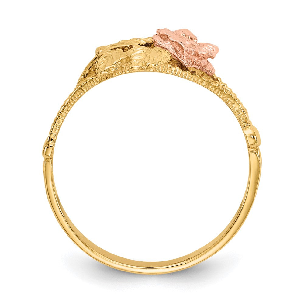 14k Two-tone Diamond-Cut Rose Ring