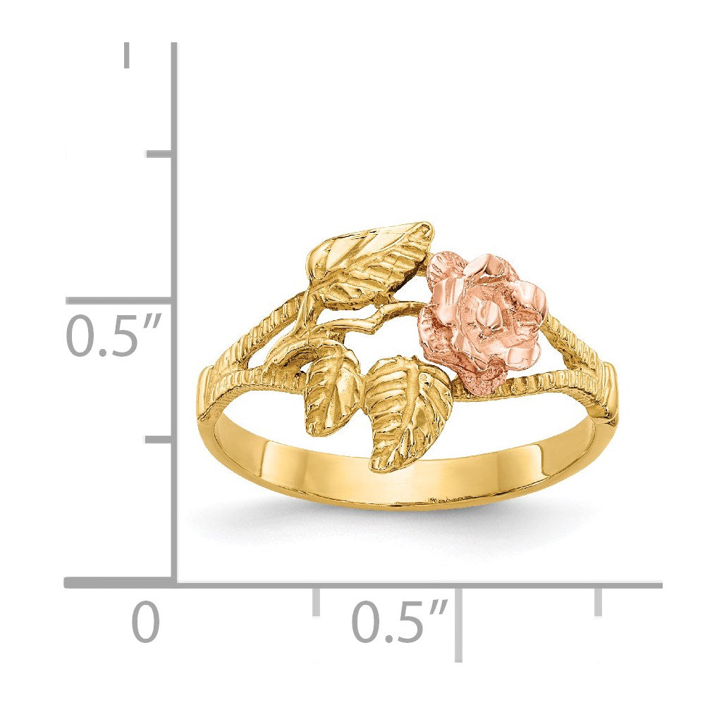 14k Two-tone Diamond-Cut Rose Ring