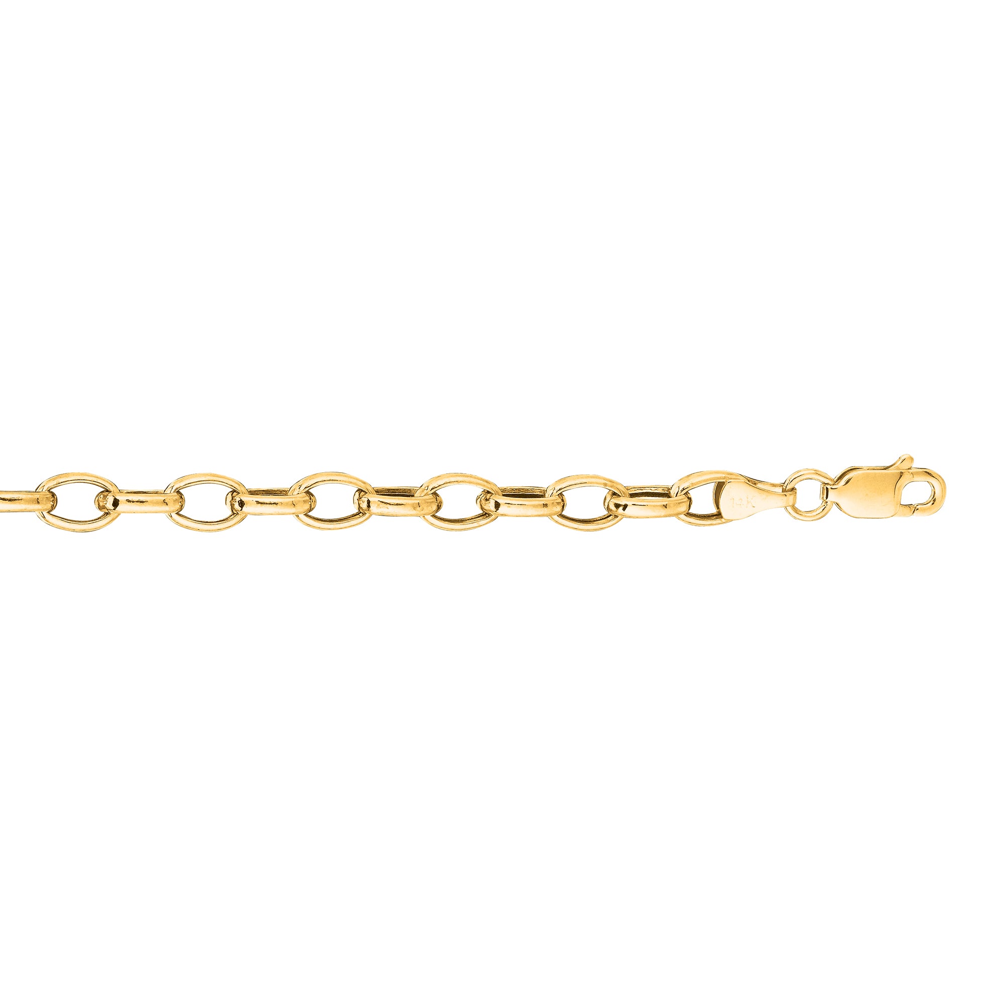 14K Yellow Gold 4.6mm Lite Oval Rolo 18" Chain with Lobster Lock
