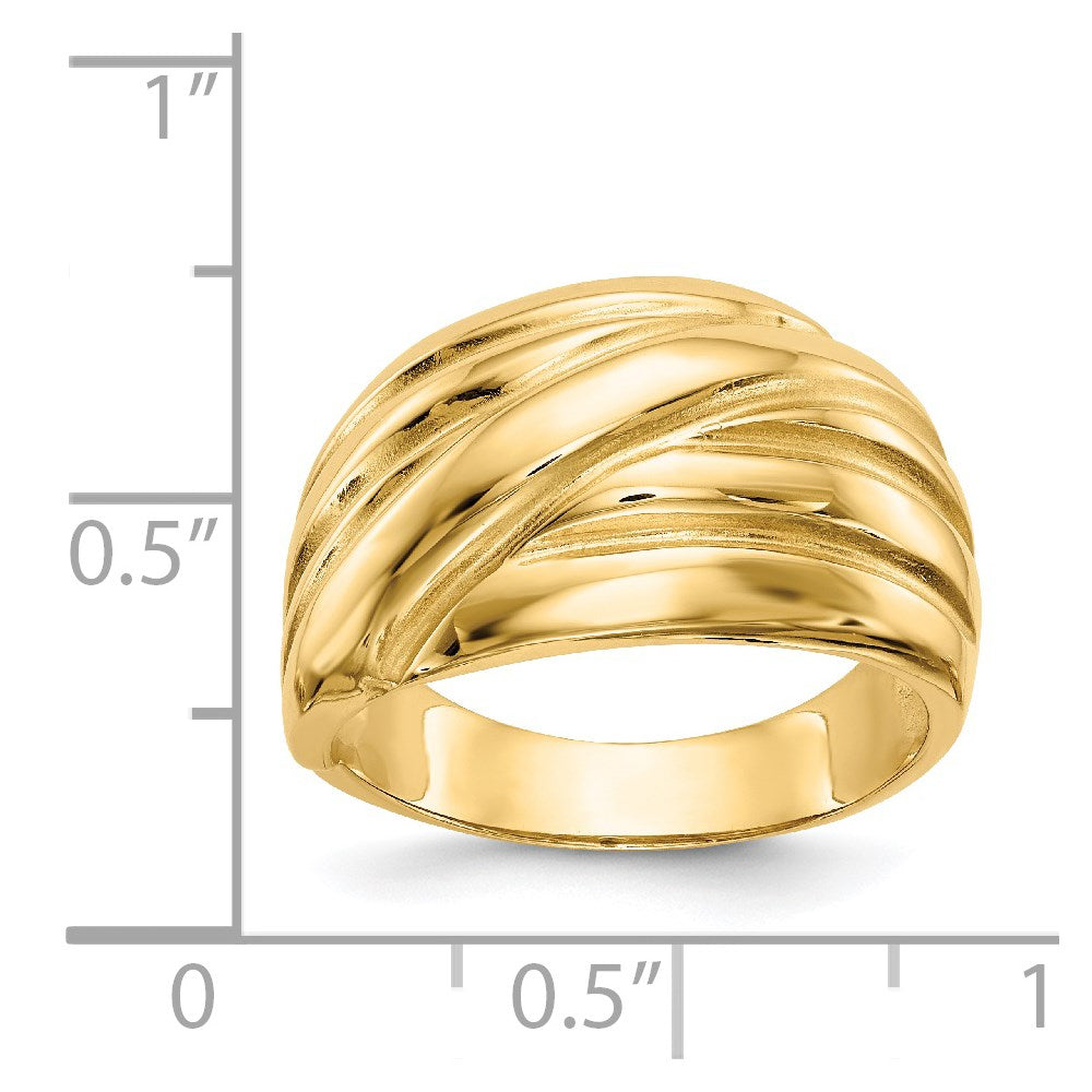 14k Polished Scalloped Dome Ring
