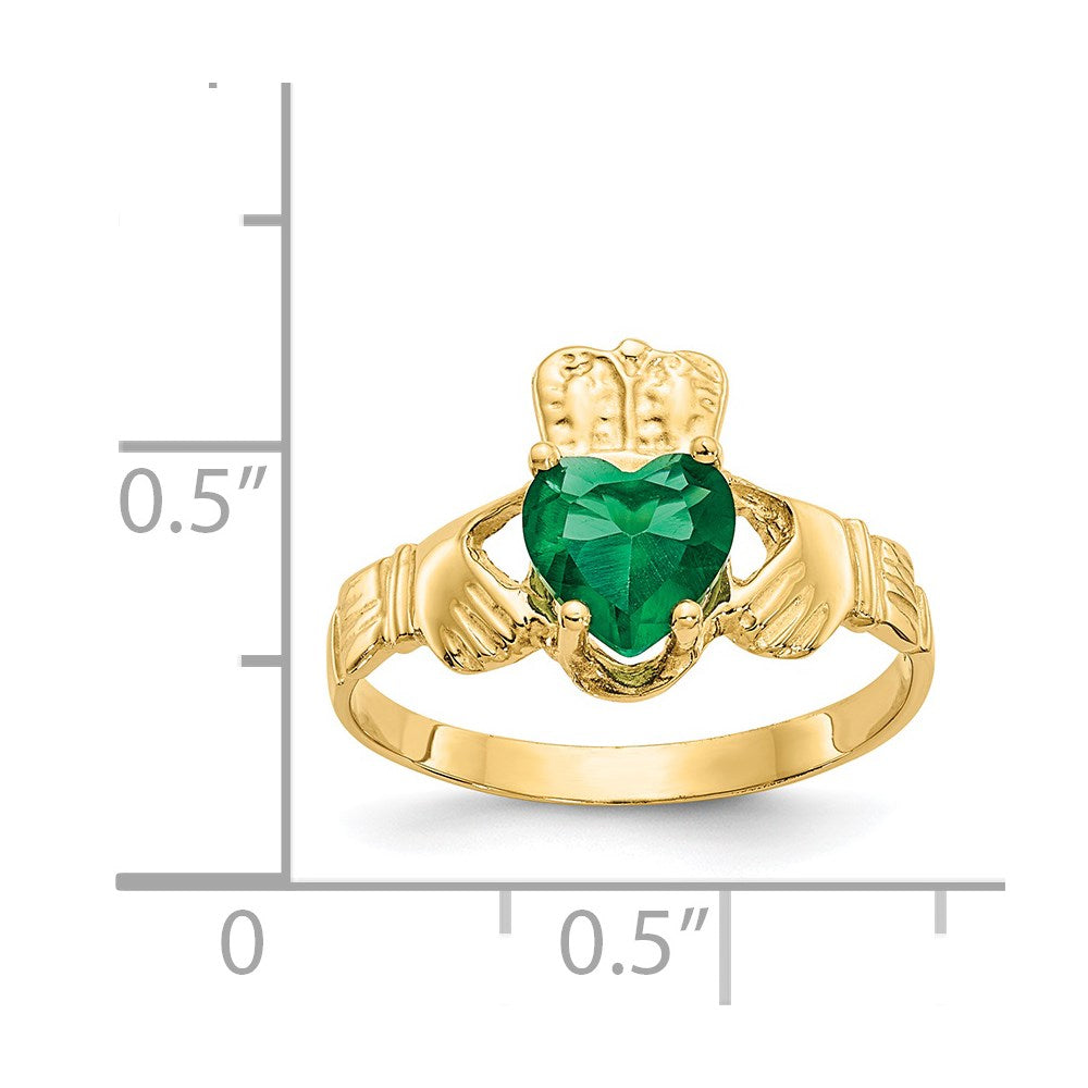 14k May CZ Birthstone Claddagh Ring