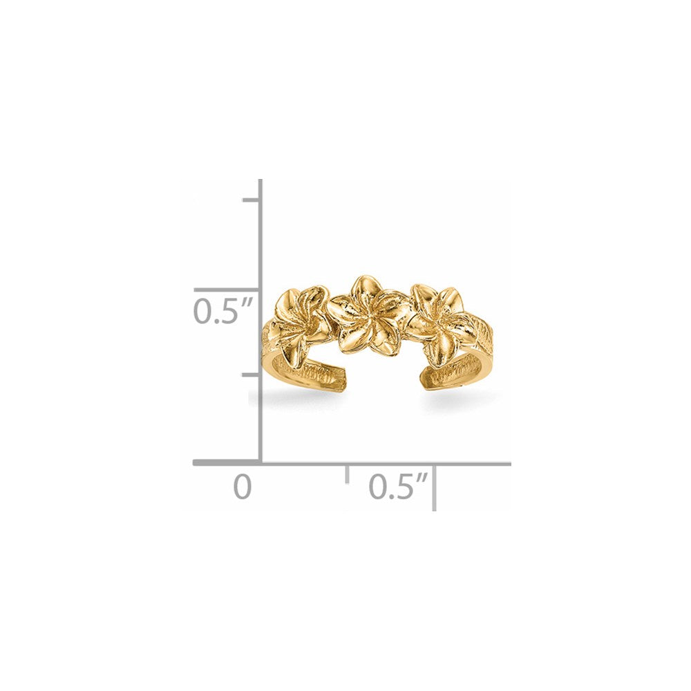14k Polished Flowers Toe Ring