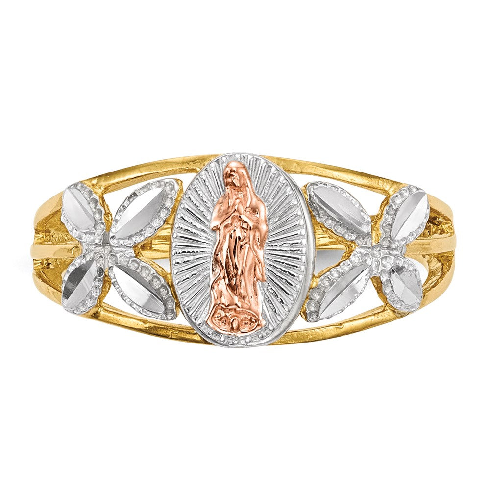14k Two-tone w/White Rhodium Polished Our Lady of Guadalupe Ring