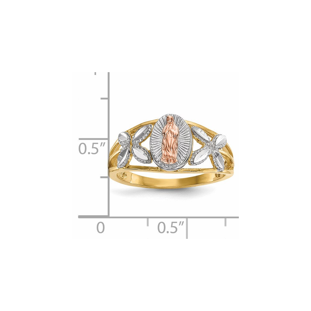 14k Two-tone w/White Rhodium Polished Our Lady of Guadalupe Ring