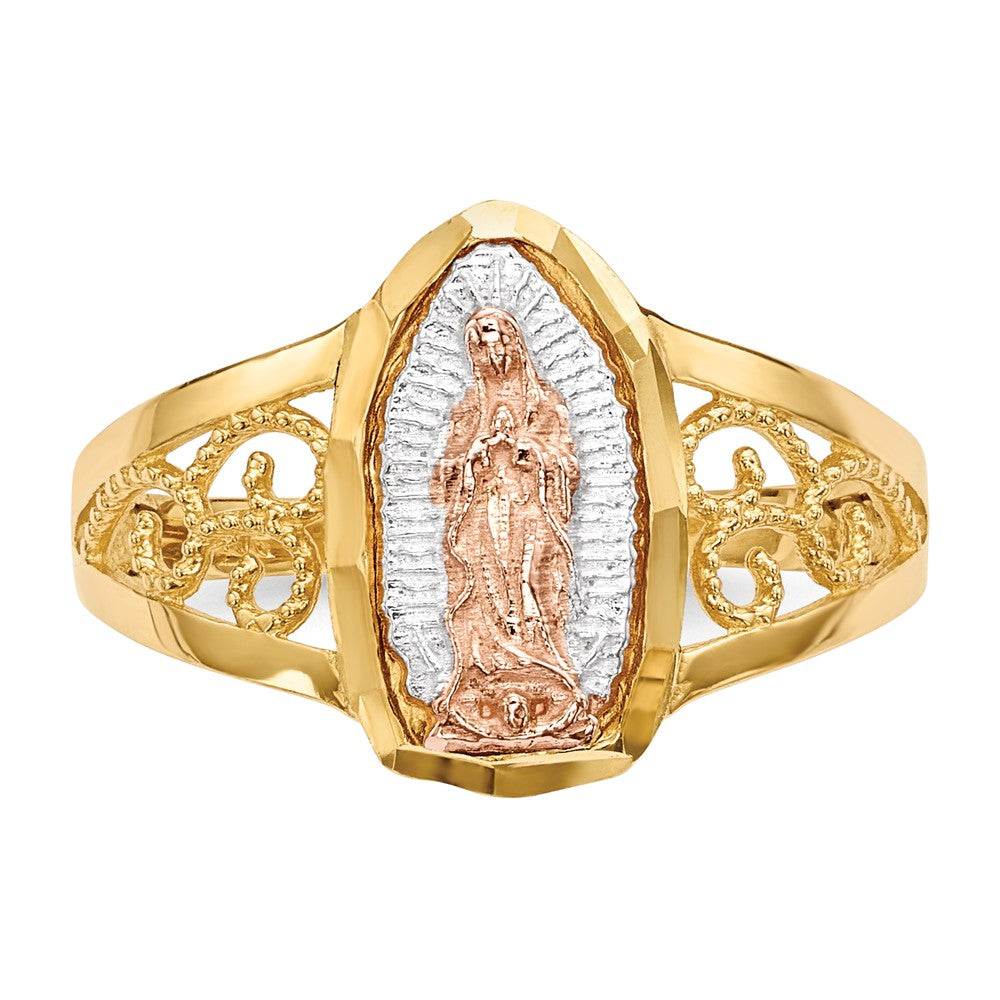14k Two-tone w/White Rhodium Lady of Guadalupe Ring