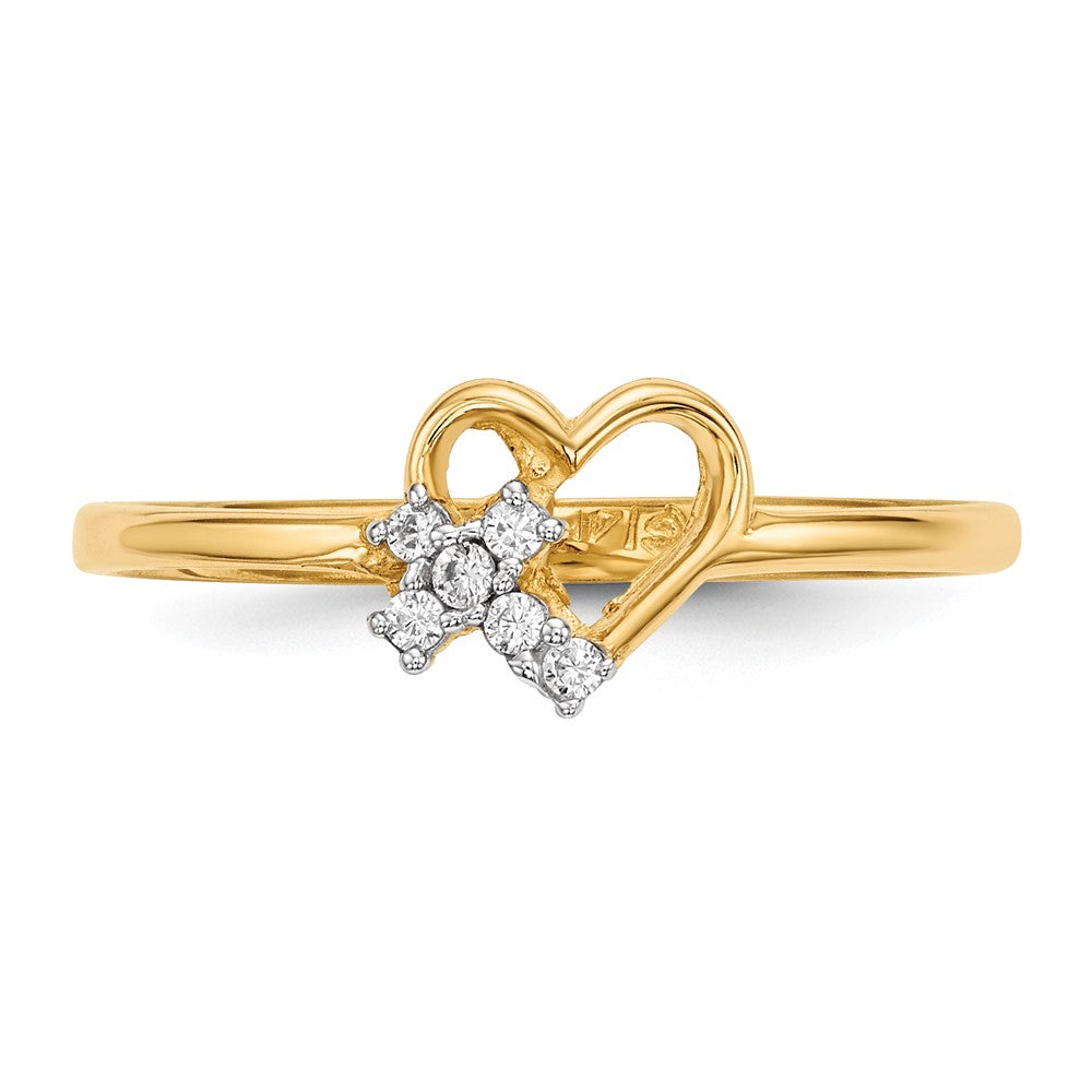 14k Heart w/CZ Cross Ring