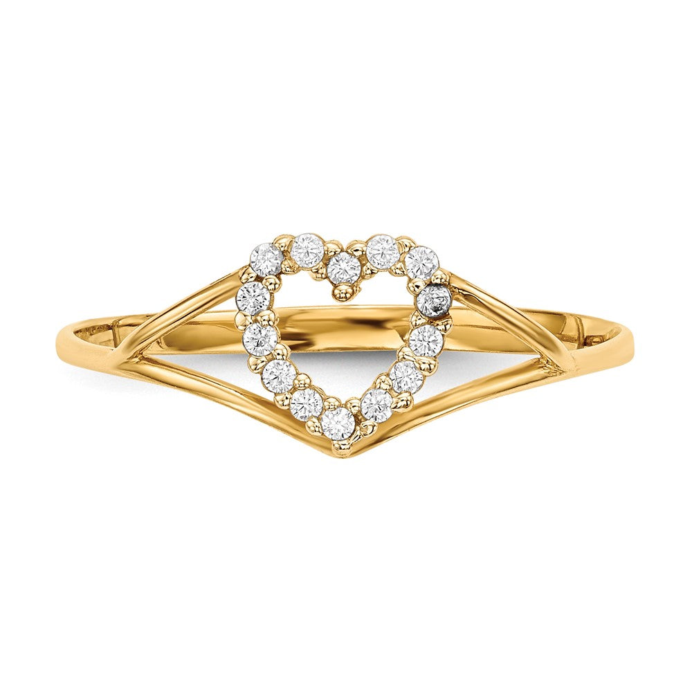 14k CZ Heart Ring