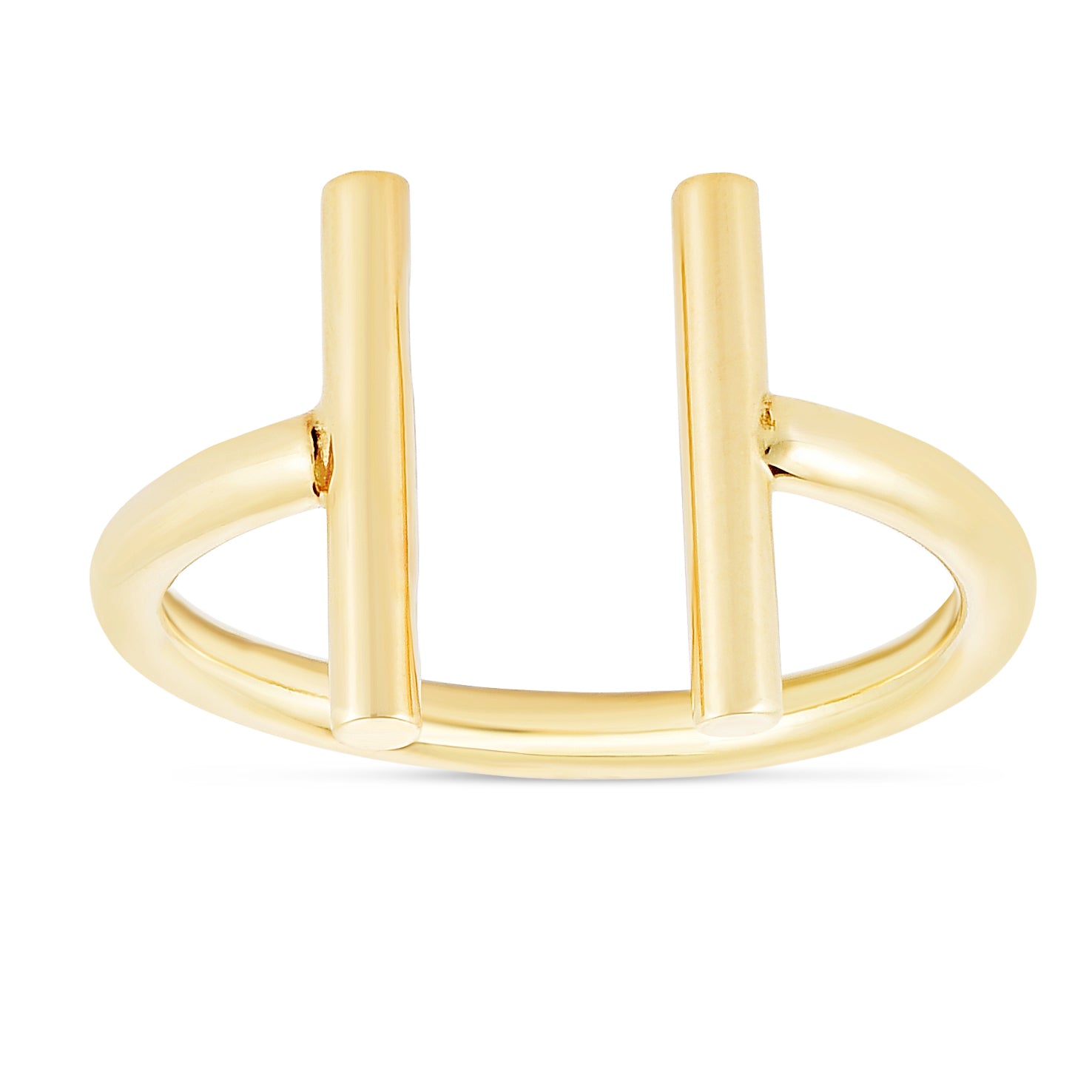14K Yellow Gold Open Double Bar Ring