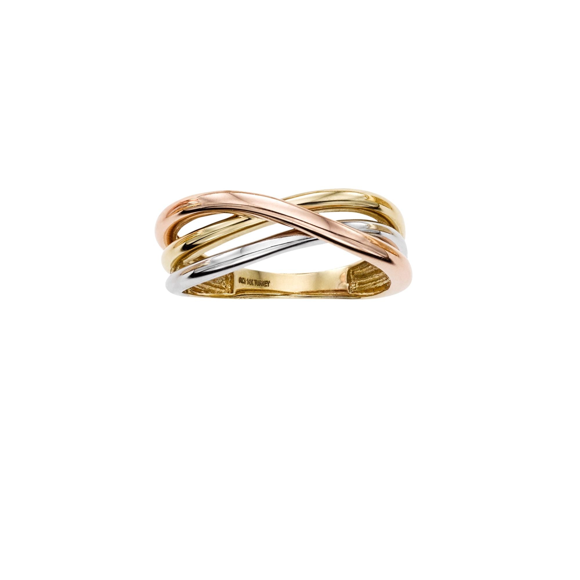 14K Tri-color Gold Trinity  Ring