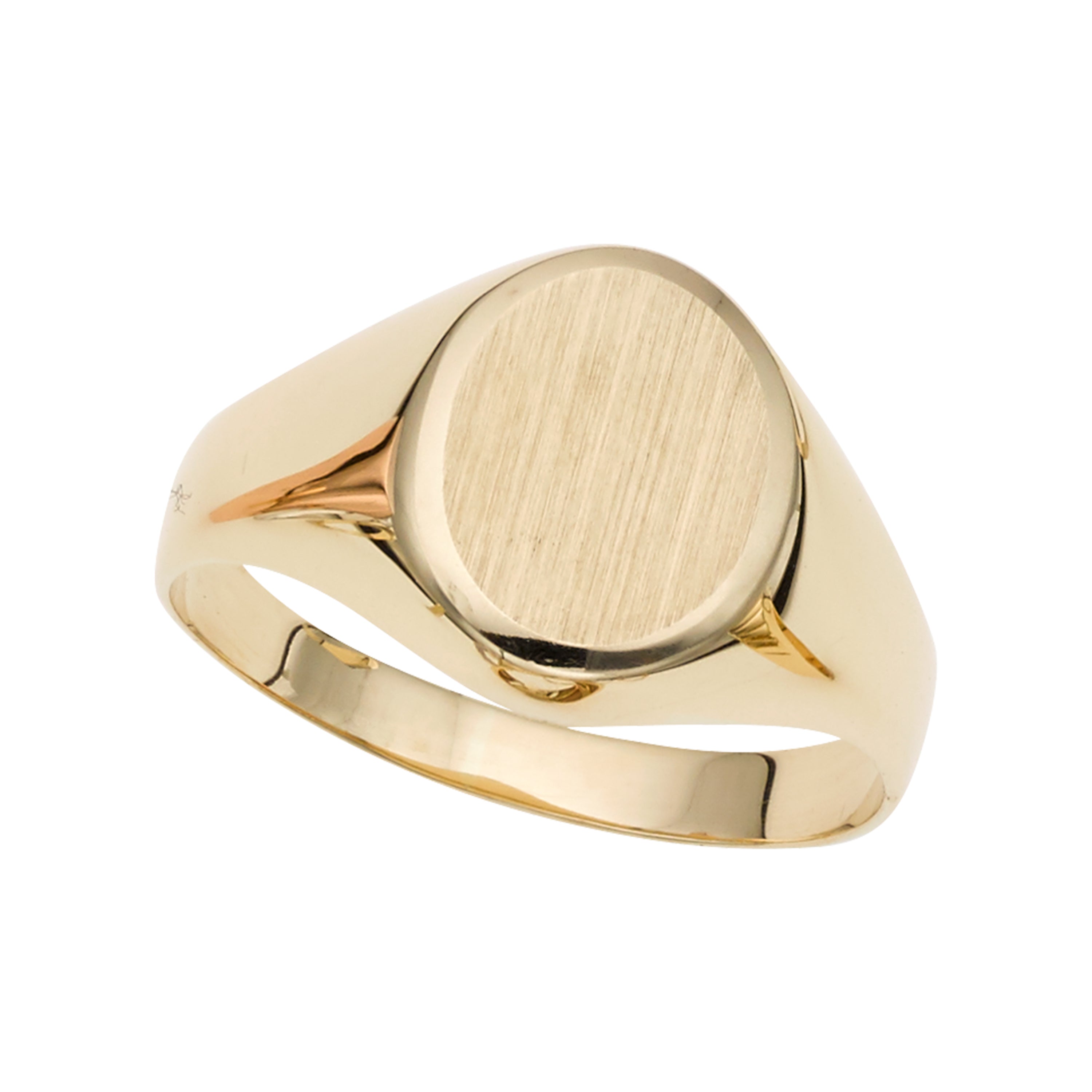 14K Yellow Gold Oval Satin Signet Ring
