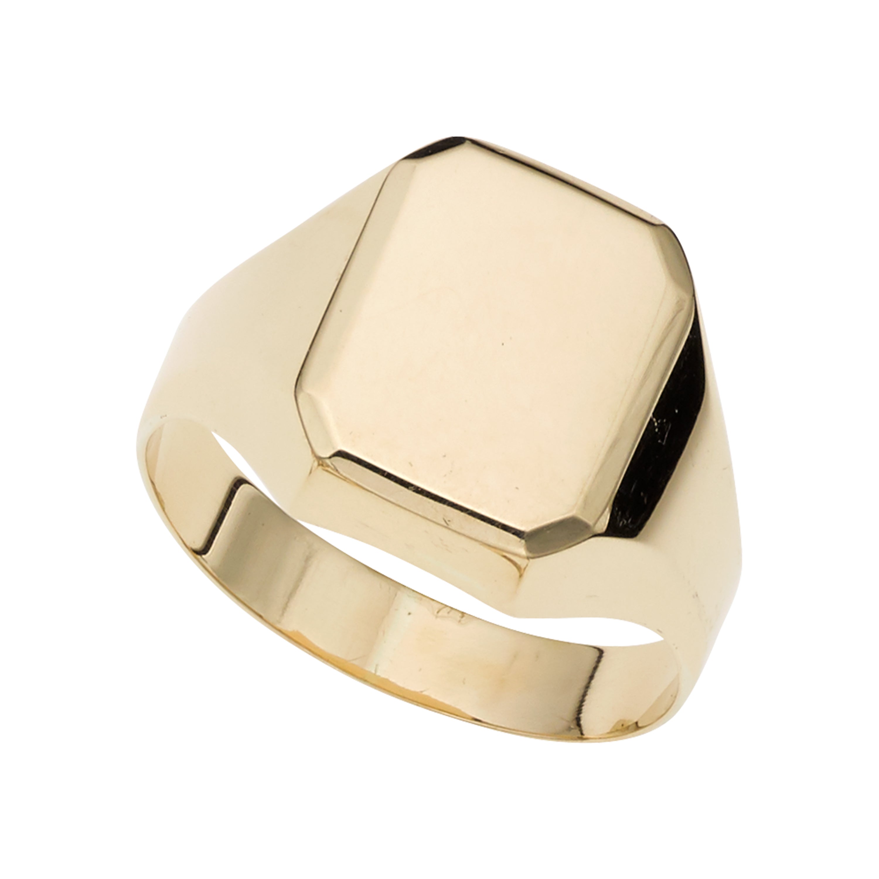 14K Yellow Gold Polished Rectangular Signet Ring