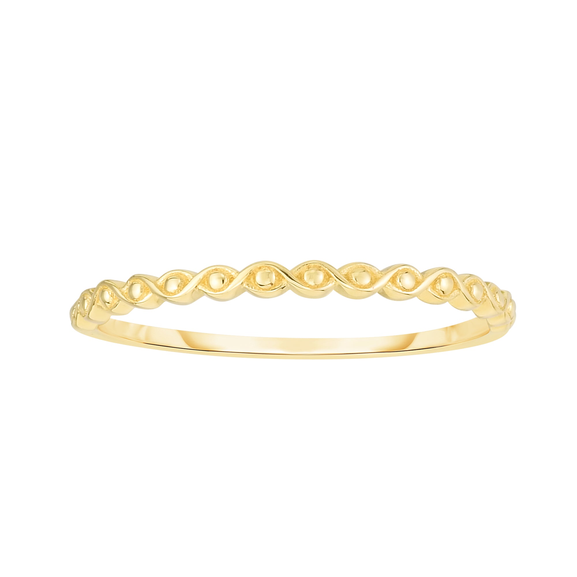 14K Yellow Gold Infinity Bead Stackable Ring