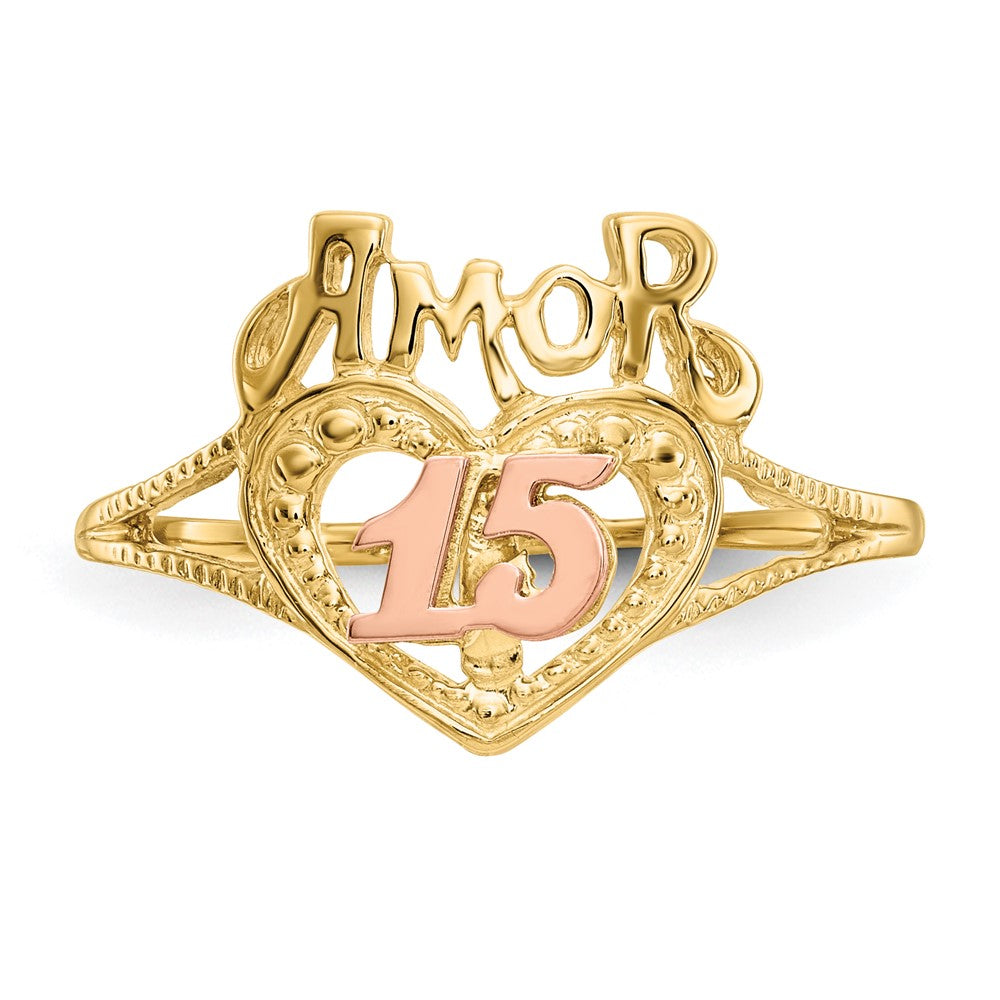14k Two-Tone Amor 15 Heart Ring