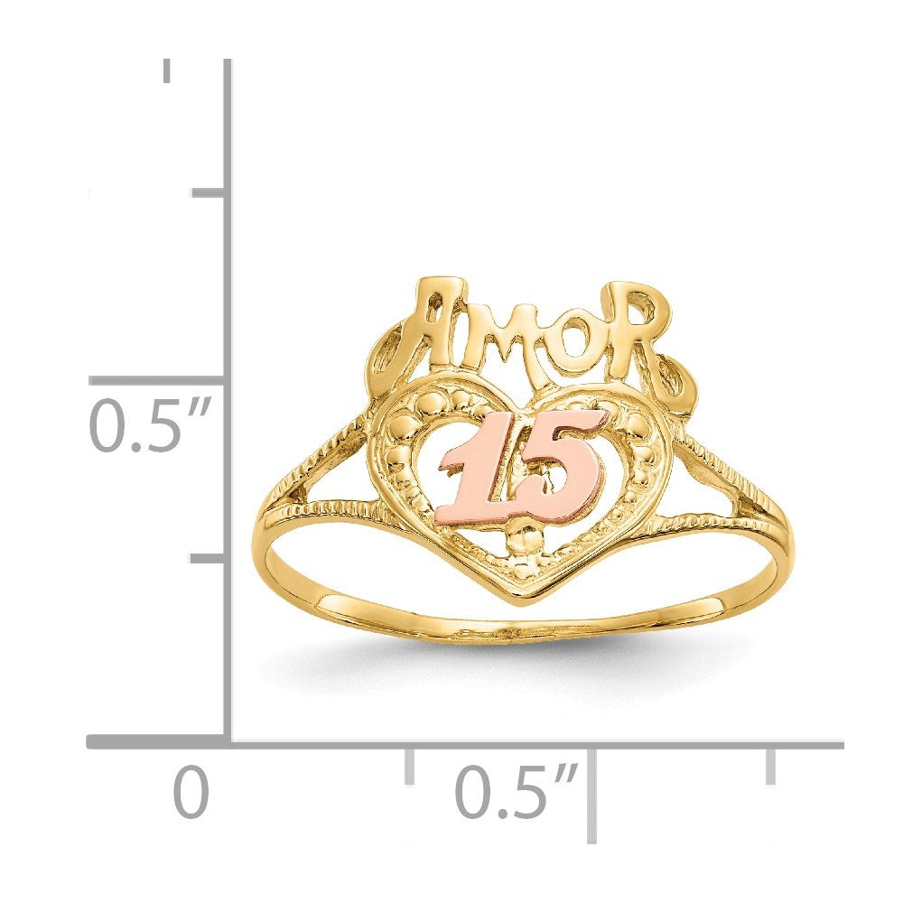 14k Two-Tone Amor 15 Heart Ring